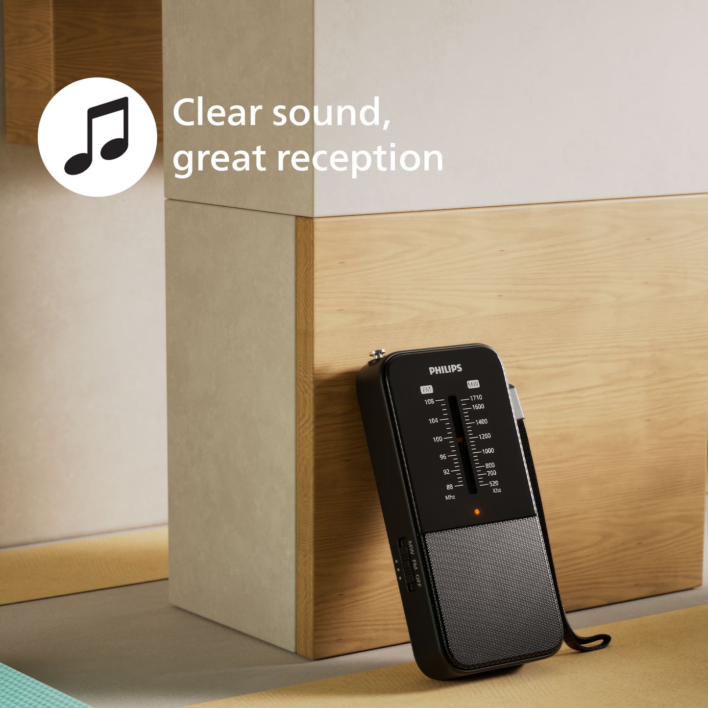 Philips Radio FM MW Fick-format TAR1509 Svart