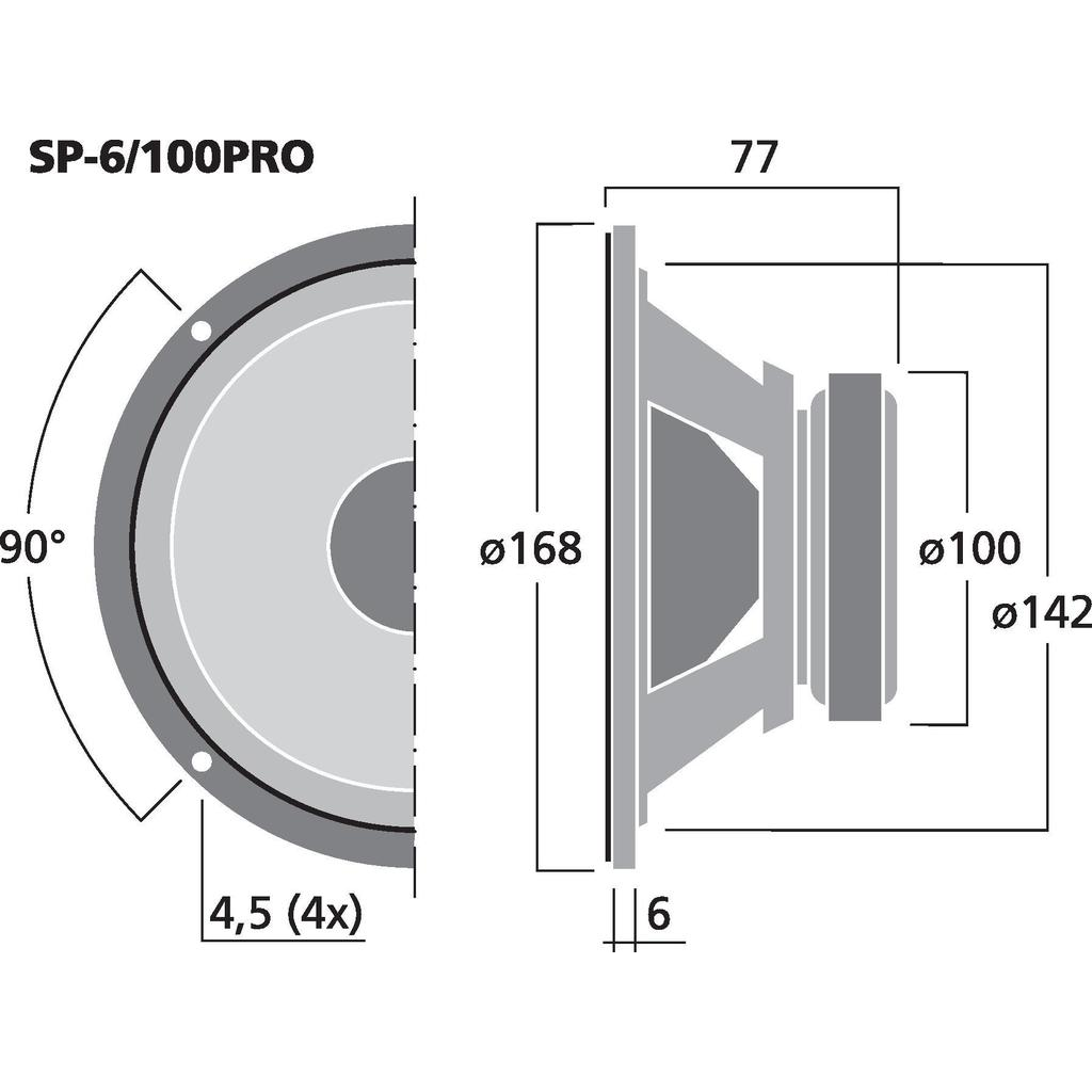Monacor SP-6/100PRO 6 1/2'' bas/mellanregister högtalare