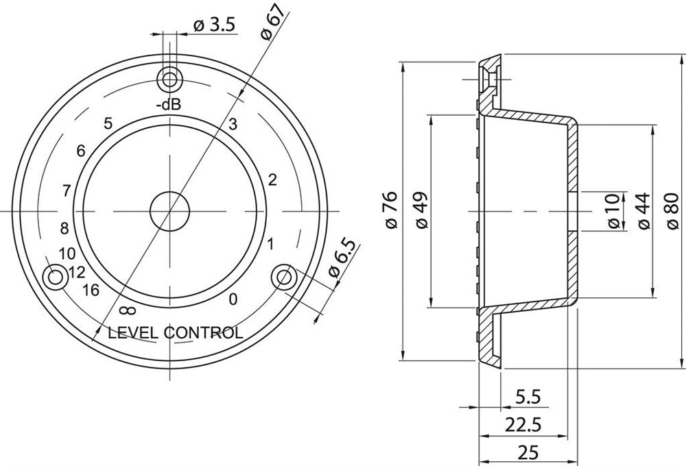 Monacor monteringsplatta KN-42P/SI L-pad, Knapp silver
