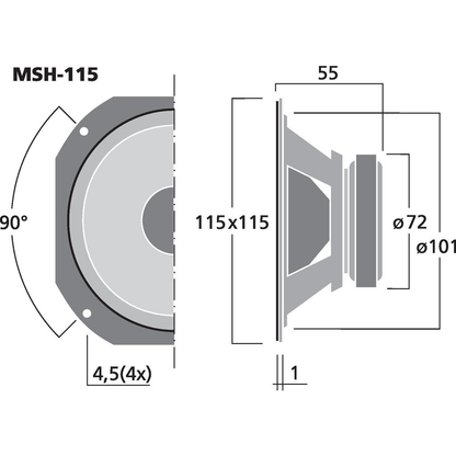 Monacor MSH-115 4'' Hifi mellanregisterhögtalare