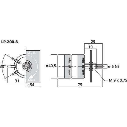 Monacor LP-200-8 L-pad stereo, 15W