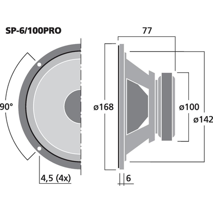 Monacor SP-6/100PRO 6 1/2'' bas/mellanregister högtalare