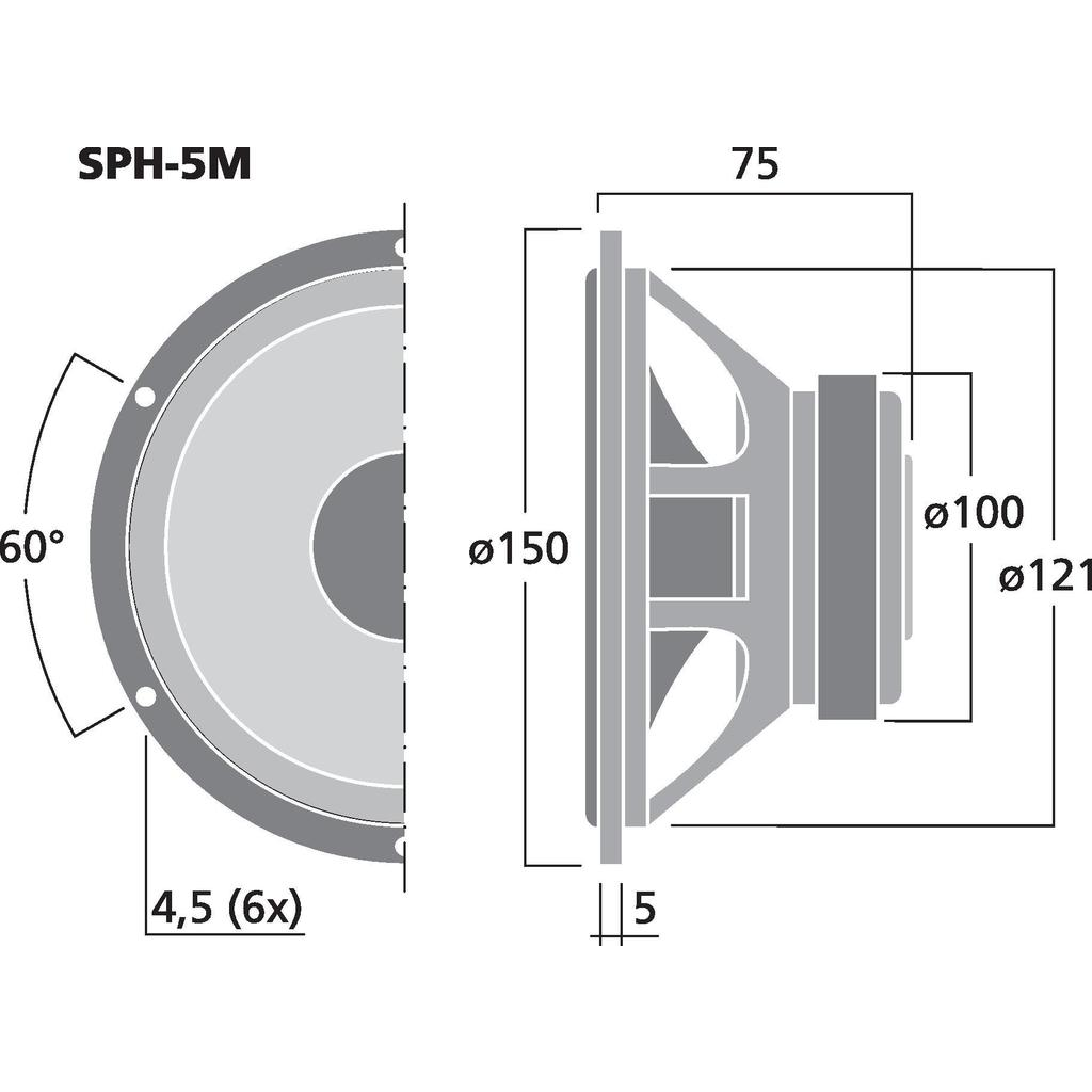 Monacor SPH-5M 5'' Hi-fi Bas/mellanregisterhögtalare