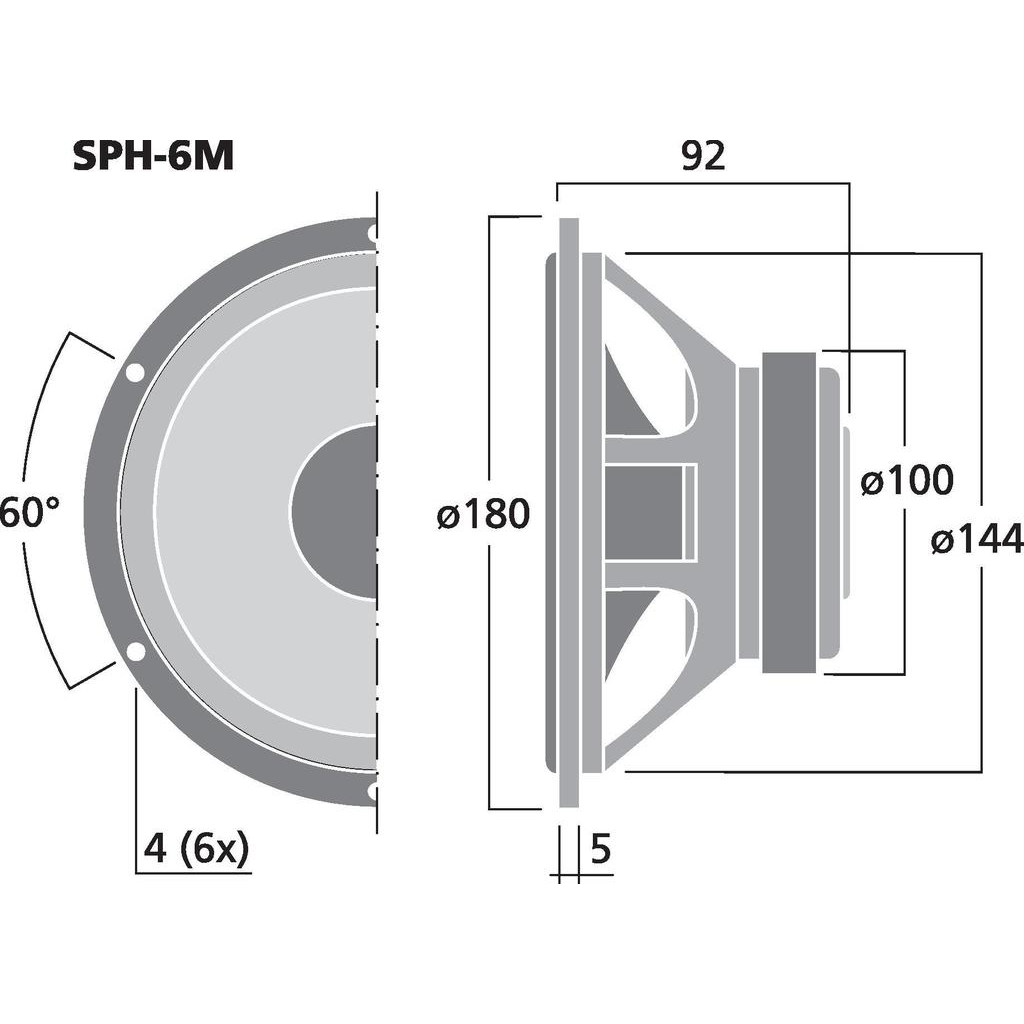 Monacor SPH-6M Baselement  6",  60Wrms, 8ohm