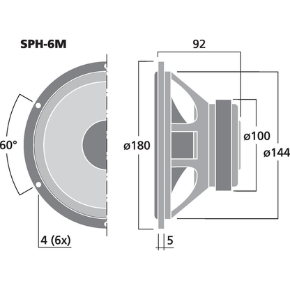 Monacor SPH-6M Baselement  6",  60Wrms, 8ohm