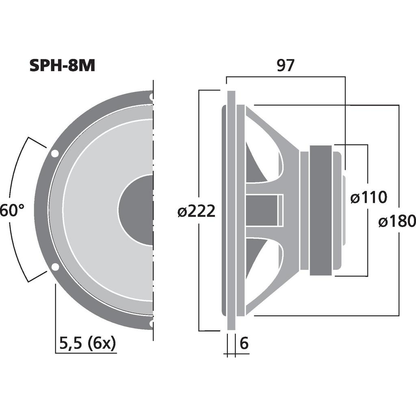 Monacor SPH-8M 8'' Hifi Bas/mellanregisterhögtalare